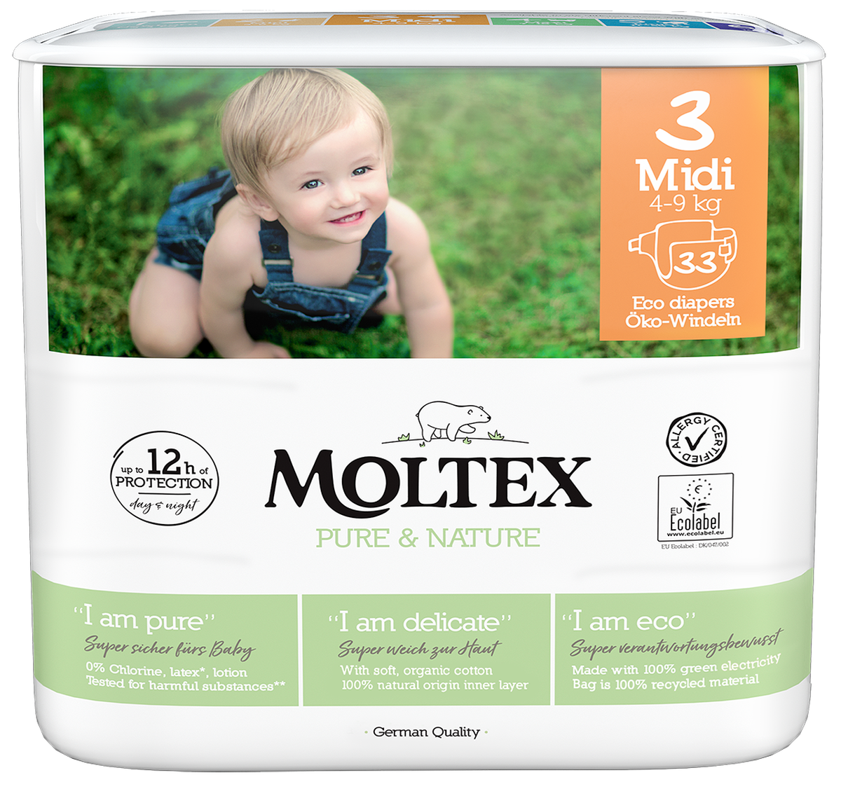 MOLTEX Pure & Nature 3 Midi sauskelnės, 33 vnt. | Moonmart.lt