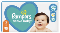 PAMPERS Active Baby Dry 3 (6-10 kg) sauskelnės, 66 vnt.