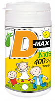 VITABALANS D-max Kids 400 SV (10 ug) kramtomosios tabletės, 90 vnt.