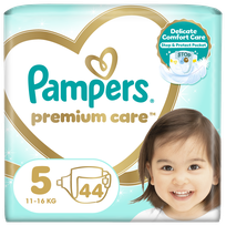 PAMPERS Premium Care-5 Junior, 11-25kg sauskelnės, 44 vnt.