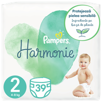 PAMPERS Harmonie 2 (4-8 kg) sauskelnės, 39 vnt.