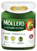 MOLLERS D3 Vitamin  Extra 2000 IU kapsulės, 60 vnt.