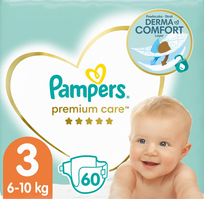 PAMPERS Premium Care-3 (6-10 kg) sauskelnės, 60 vnt.