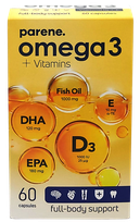 PARENE. Omega-3+D3+E kapsulės, 60 vnt.