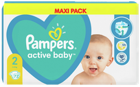 PAMPERS Active Baby Maxi 2 (4-8 kg) sauskelnės, 72 vnt.