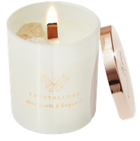 CRYSTALLOVE Clear Quartz & Bergamot Candle kvepianti žvakė, 1 vnt.