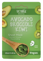 VICTORIA BEAUTY Spoonful Avocado, Broccoli, Kiwi lakštinė veido kaukė, 1 vnt.