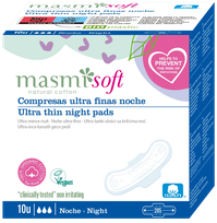 MASMI Organic Cotton, Soft Ultrathin Night With Wings įklotai, 10 vnt.