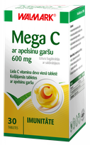 WALMARK   Mega C 600mg apelsinų skonio kramtomos tabletės, 30 vnt.