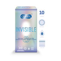 DUREX Invisible Extra Lubricated prezervatyvai, 10 vnt.