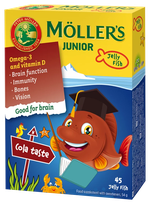 MOLLERS Moller Junior (cola flavor) guminukai-žuvytės, 45 vnt.