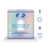 DUREX Invisible Extra Lubricated prezervatyvai, 3 vnt.