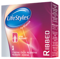 LIFESTYLES Ribbed prezervatyvai, 3 vnt.