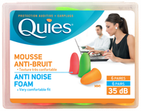 QUIES Colored Polyurethane Foam ausų kamštukai, 12 vnt.