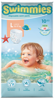 MOLTEX Swimmies L (12-17kg) sauskelnės-kelnaitės, 10 vnt.