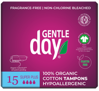 GENTLE DAY Super Plius Organic Cotton tamponai, 15 vnt.