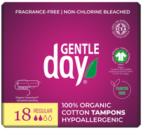 GENTLE DAY Regular Organic Cotton tamponai, 18 vnt.