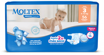 MOLTEX Premium Comfort 3 Midi sauskelnės, 56 vnt.