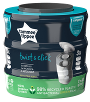 TOMMEE TIPPEE TOMMEE TIPPEE kasetės sauskelnių konteineriui Sangenic Twist Refil, 85100702 kasetės sauskelnių konteineriui, 3 vnt.