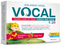 VOCAL  KIDS braškių skonio kramtomosios pastilės, 24 vnt.