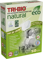 TRI-BIO Natural indų plovimo tabletės indaplovėms, 50 vnt.