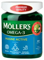 MOLLERS Omega 3 Magne Active minkštos gelio kapsulės, 100 vnt.