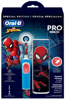 ORAL-B Pro Kids Spiderman su kelioniniu dėklu elektrinis dantų šepetėlis, 1 vnt.