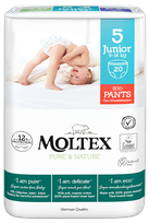 MOLTEX Pure & Nature 5 Junior sauskelnės-kelnaitės, 20 vnt.