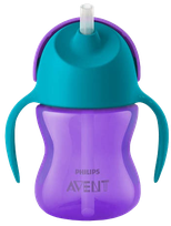 PHILIPS Avent 9 m+ (violetinė) puodeliai su šiaudeliu, 1 vnt.