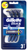 GILLETTE Blue3 Plus vienkartiniai skustuvai, 3 vnt.