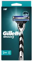 GILLETTE Mach3 2 papildomos galvutės + skustuvas, 1 vnt.