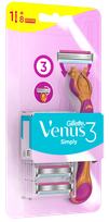 GILLETTE Venus 3 Simply 8 papildomos galvutės +  skustuvas, 1 vnt.