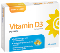 VITAMIN D3 Pamex 4000 IU kapsulės, 60 vnt.