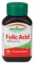 JAMIESON Folic Acid 1 mg tabletės, 100 vnt.