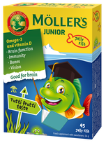 MOLLERS JUNIOR (fruity taste) guminukai-žuvytės, 45 vnt.