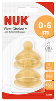 NUK First Choice+ M (0-6 m) Latex čiulptukas, 2 vnt.