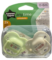 TOMMEE TIPPEE TOMMEE TIPPEE silikoniniai čiulptukai ANYTIME, 0-6 mėn. čiulptukas, 2 vnt.