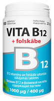 VITABALANS Vita B12 folio rūgštis 1000 µg /400 µg čiulpiamosios pastilės, 100 vnt.