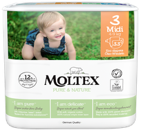 MOLTEX Pure & Nature 3 Midi sauskelnės, 33 vnt.