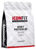 ICONFIT Whey Protein 80 - Banana milteliai, 1000 g