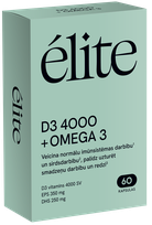 ELITE D3 4000 IU + Omega-3 kapsulės, 60 vnt.