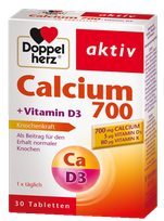 DOPPELHERZ Calcium 700 + Vitamin D3 tabletės, 30 vnt.