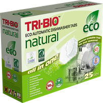 TRI-BIO Natural Eco indų plovimo tabletės indaplovėms, 25 vnt.