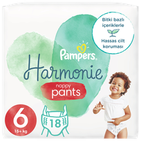 PAMPERS Harmonie Nappy Pants 6 (15+ kg) sauskelnės-kelnaitės, 18 vnt.