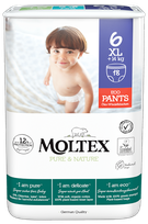 MOLTEX Pure & Nature 6 XL sauskelnės-kelnaitės, 18 vnt.