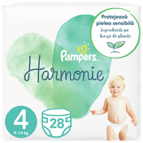 PAMPERS Harmonie 4 (9-14 kg) sauskelnės, 28 vnt.