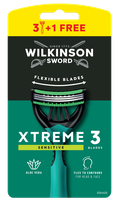WILKINSON SWORD Xtreme 3 Sensitive Men's (3+1) vienkartiniai skustuvai, 4 vnt.