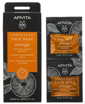 APIVITA Express Beauty Radiance With Orange (8 ml) veido kaukė, 2 vnt.