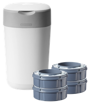 TOMMEE TIPPEE sangenic konteineris sauskelnėms Twist and Click Tub, su 4 kasetėm sauskelnių konteineris, 1 vnt.
