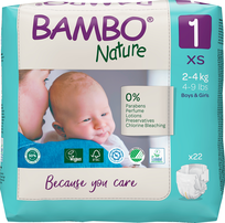 BAMBO NATURE BAMBO Nature sauskelnės, XS-1, 2-4 kg, 22 gab. sauskelnės, 22 vnt.